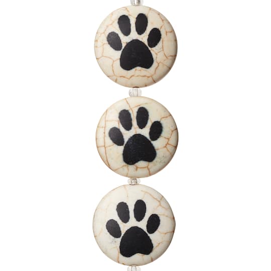 9 Packs: 6 ct. (54 total) Paw Print Reconstituted Quartzite Lentil Beads, 24mm by Bead Landing&#x2122;